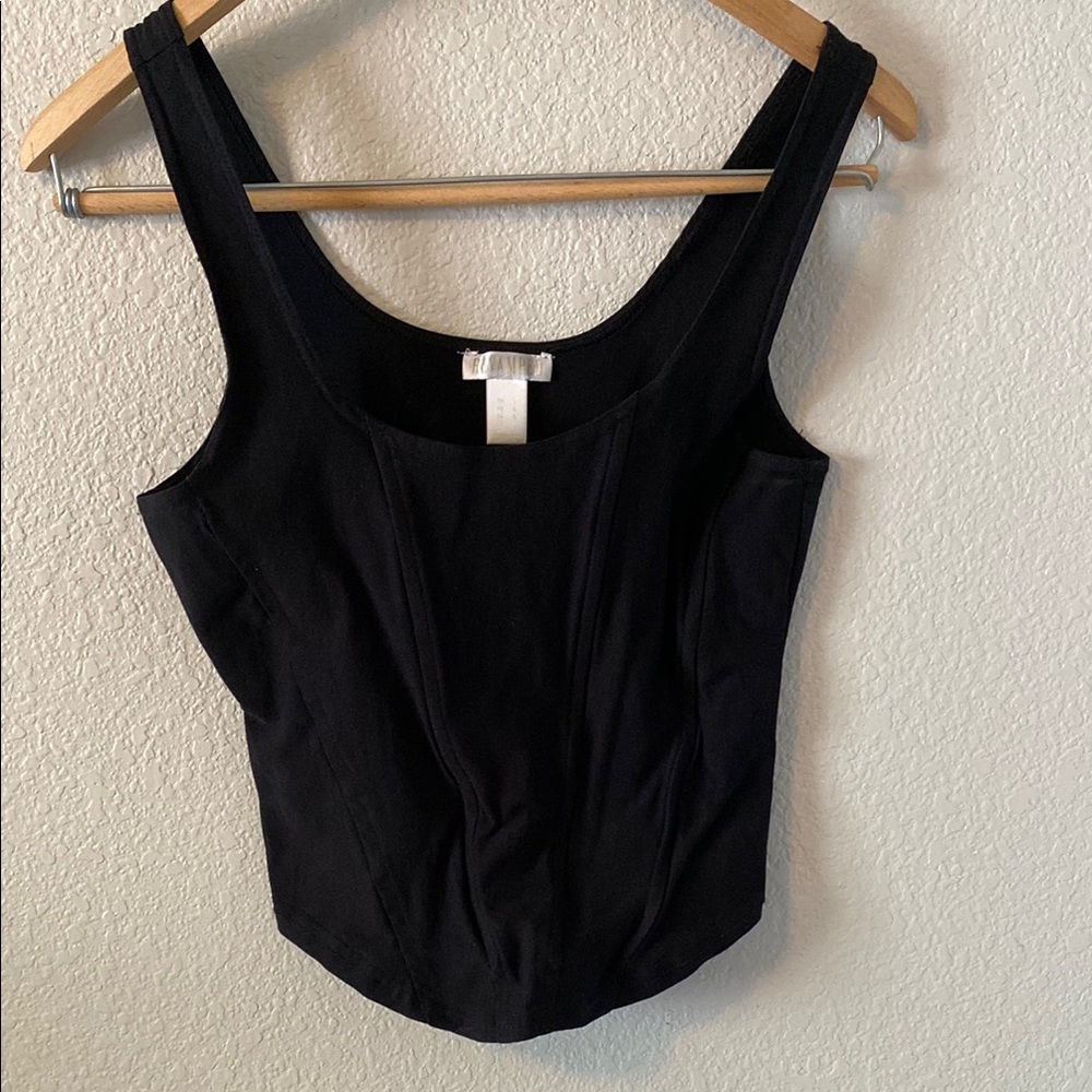 Revamped Black Fitted Bustier Tank Top